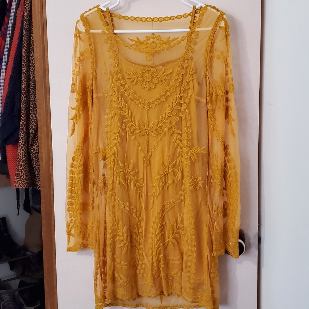 H&M Mustard Lace Mini-dress
